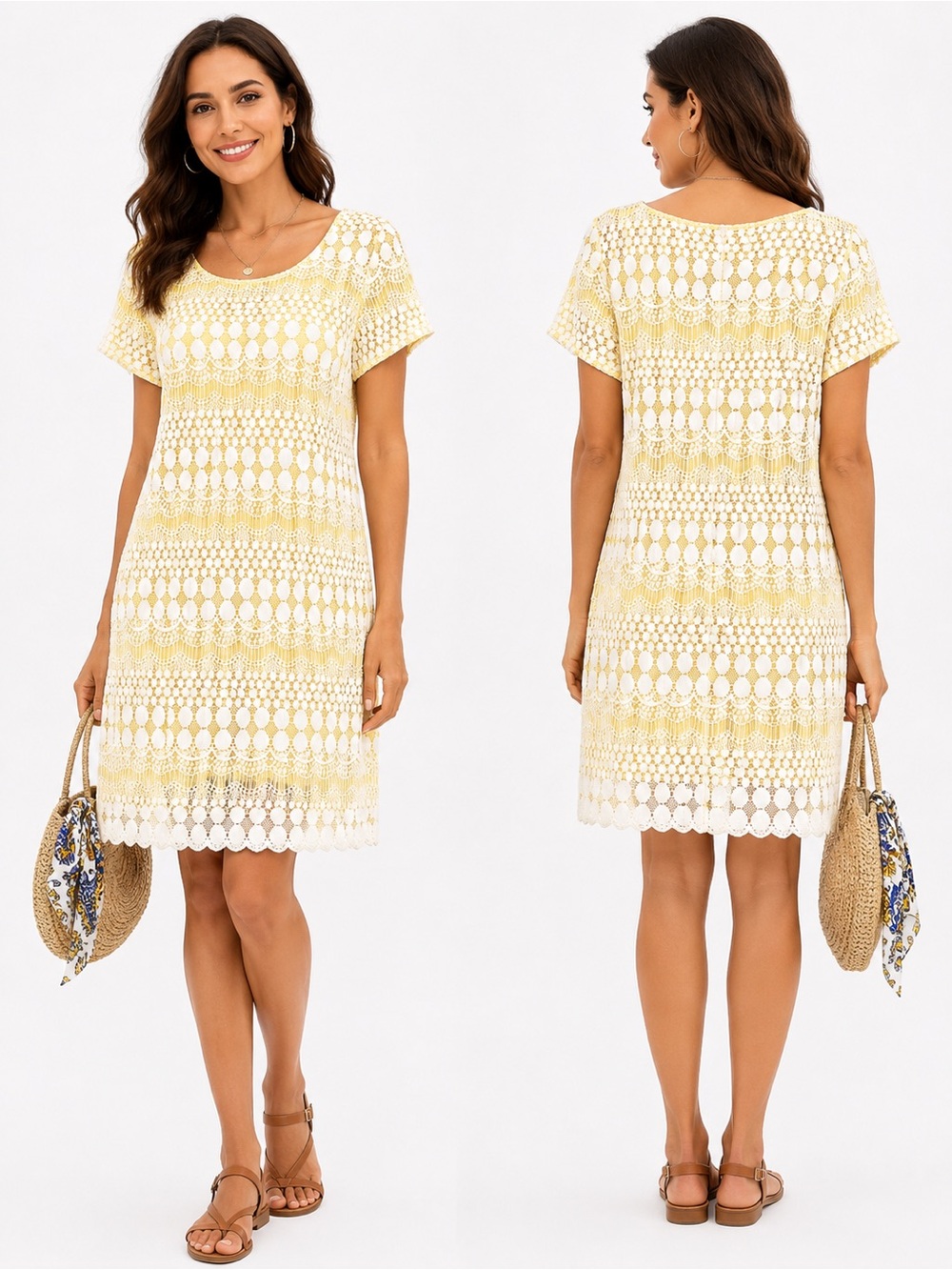 MaMa Mia! Beautiful Women’s Yellow Sun Dress- Tiana B.- L